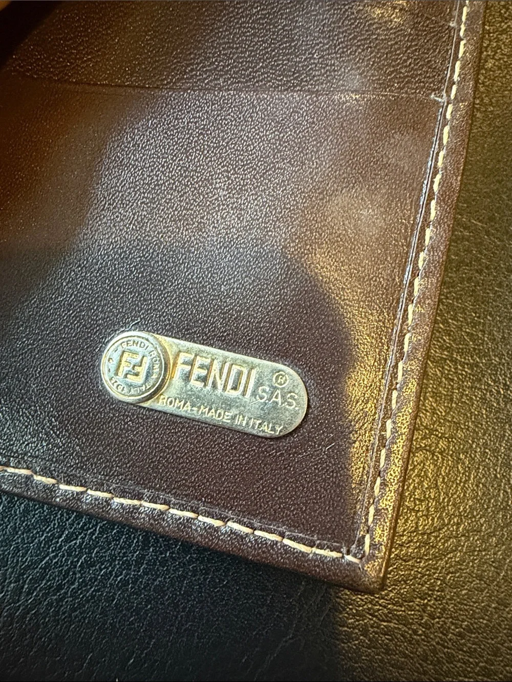 Fendi Zucca Monogram Bifold Wallet in Brown and Black with Coin Pouch